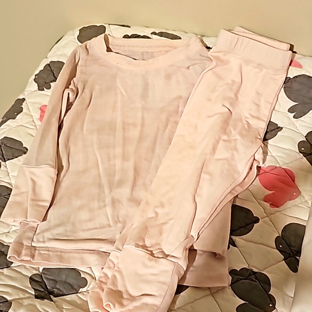 6-12m bamboo lev baby light pink pj set long sleeve pants